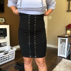 Lace up black and gold skirt